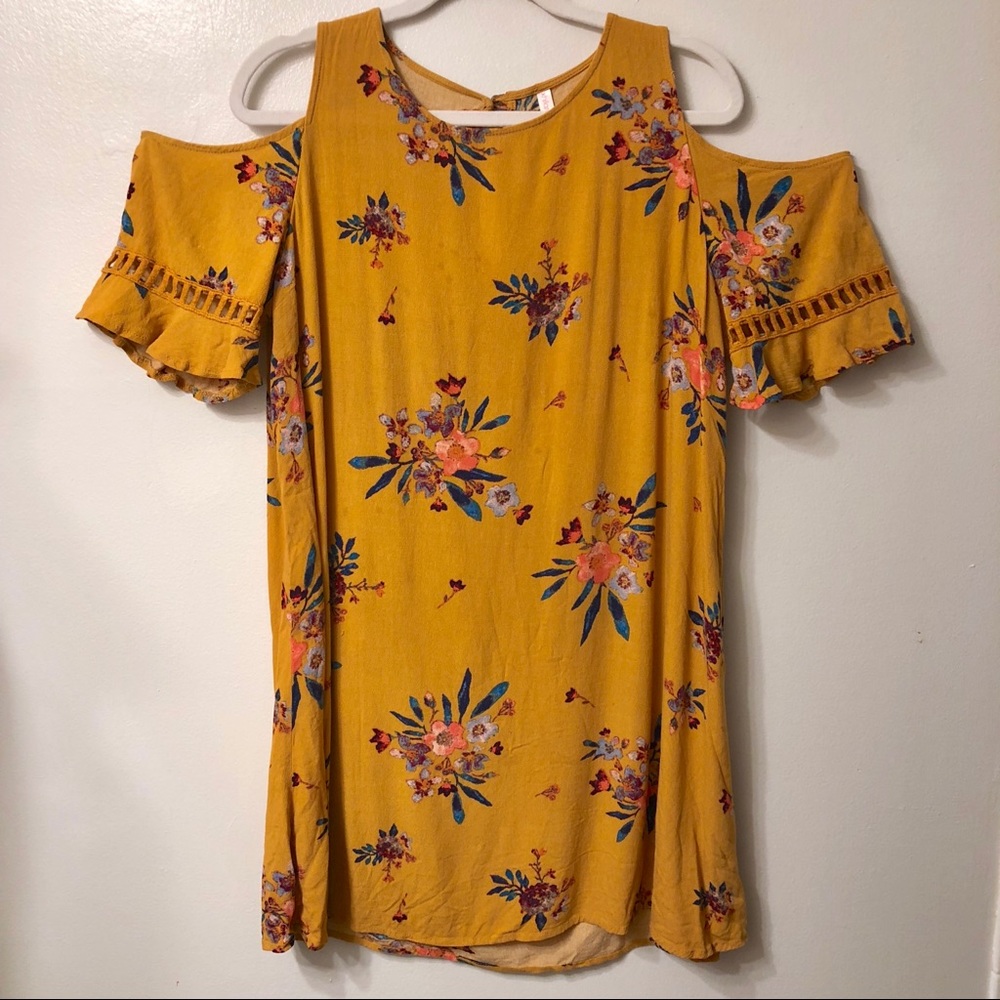Yellow Off Shoulder Shift Dress